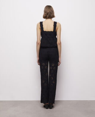 The Kooples F BLACK black pants with broderie anglaise