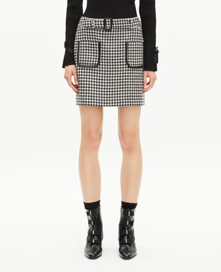 The Kooples FEMME BLACK WHITE jupe courte en pied de poule noire et blanche