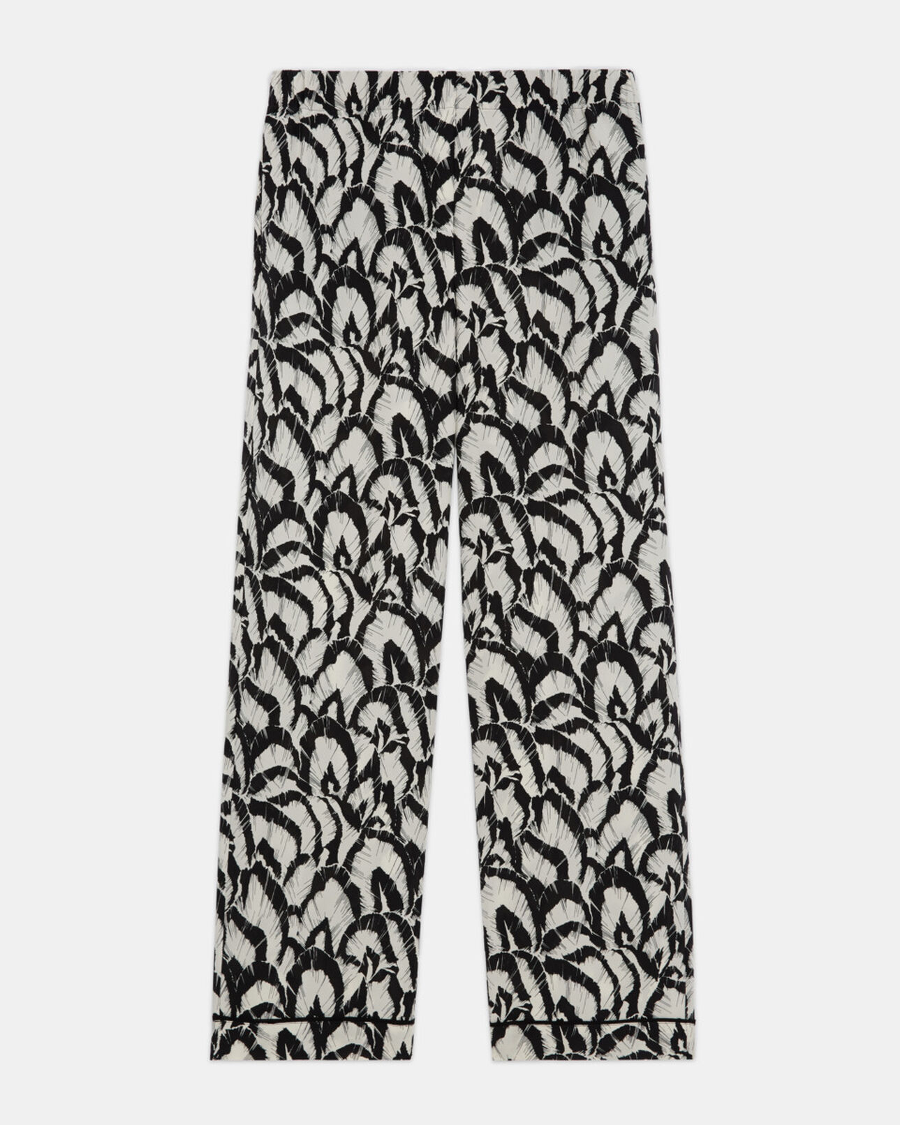 The Kooples WOMEN OFF WHITE / BLACK printed silk pants