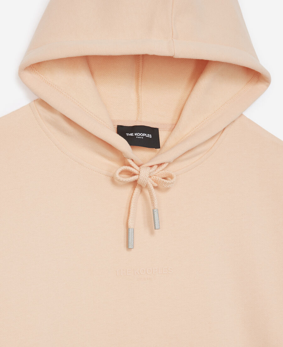 cotton coral hoodie with logo in middle