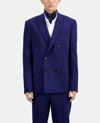 The Kooples HOMME DARK BLUE veste de costume croisée en laine bleu vif