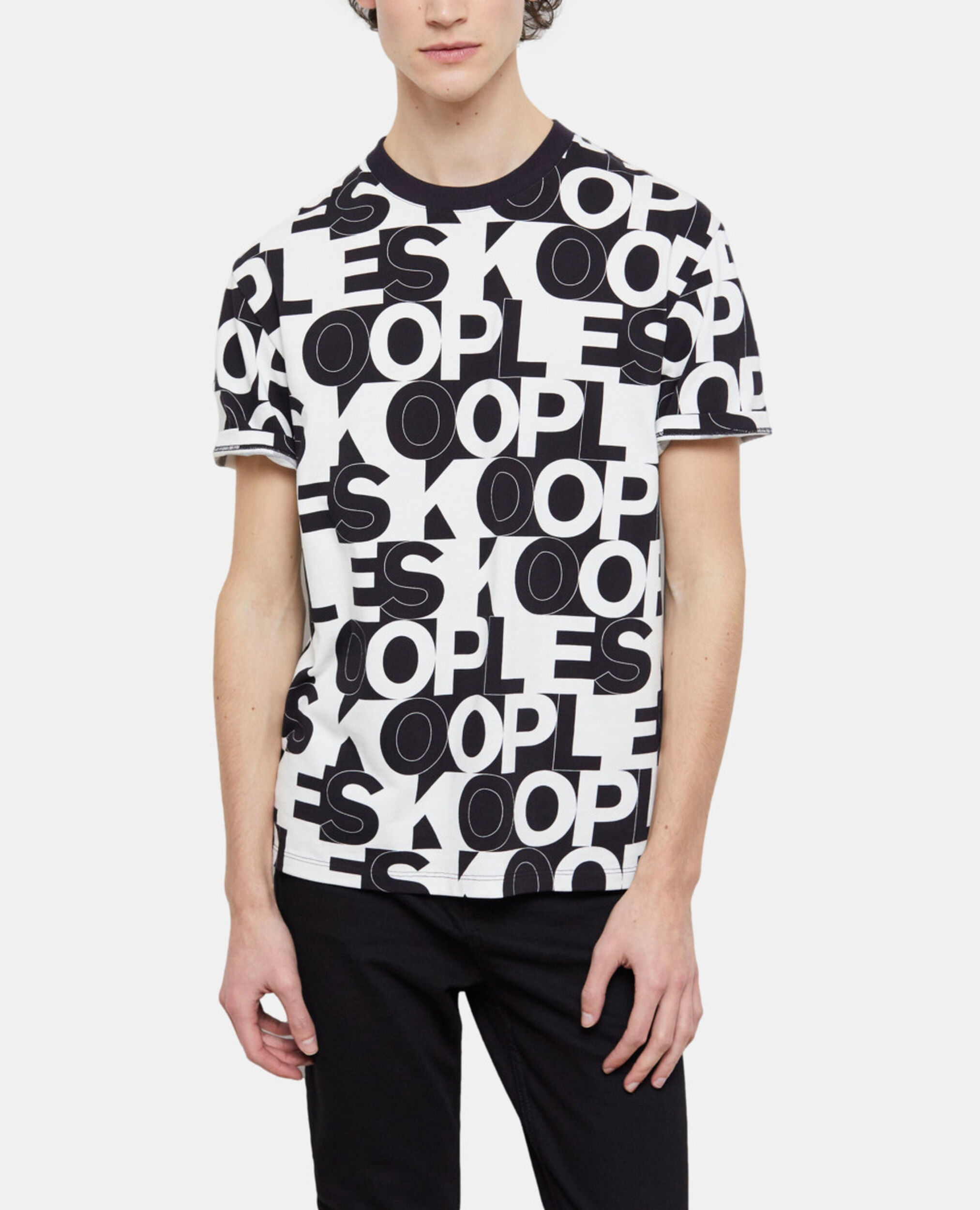 T-Shirt Herren mit The Kooples-Logo, BLACK / WHITE, hi-res image number null