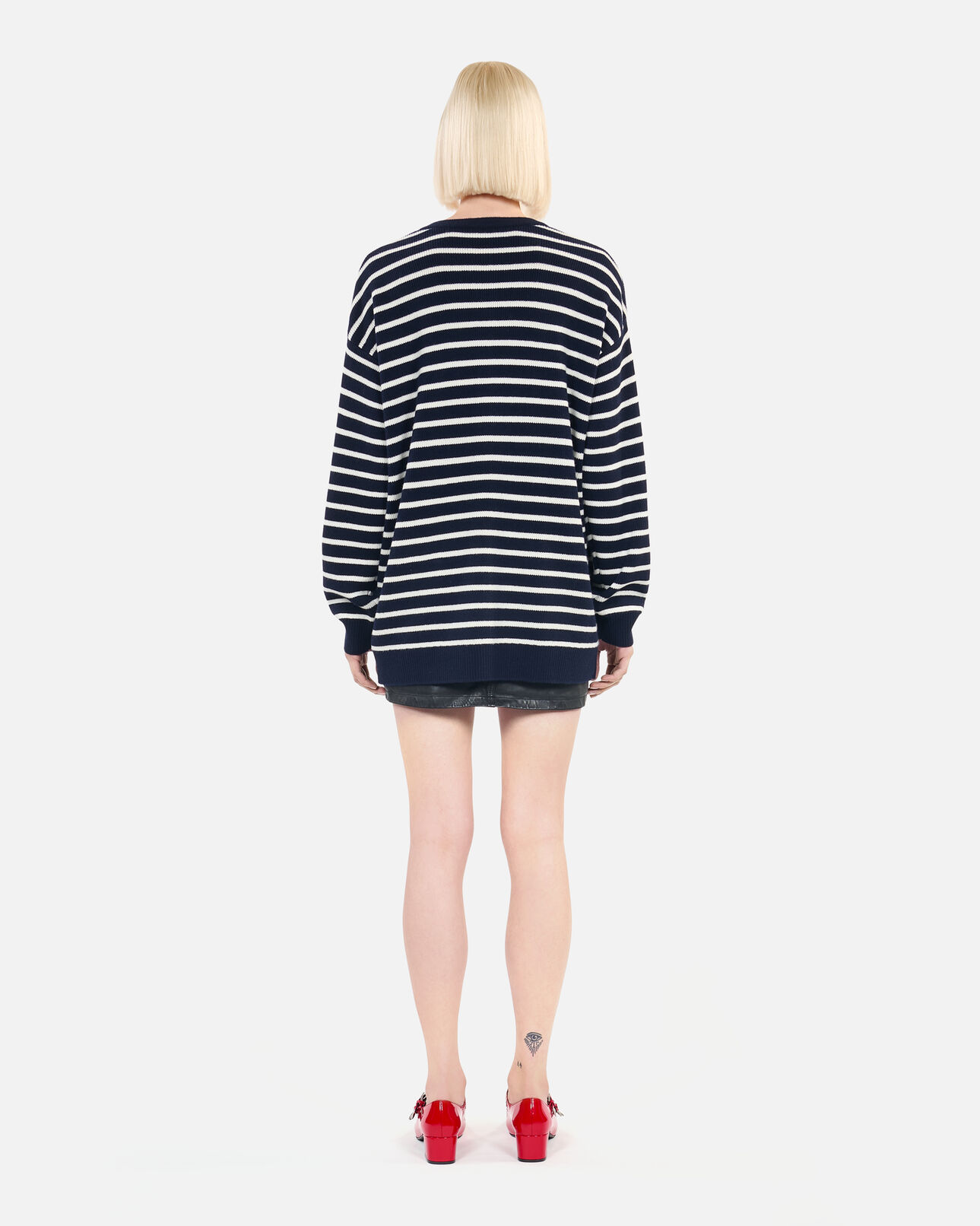 The Kooples DAMEN WHITE / BLUE strickjacke aus wolle mit streifen