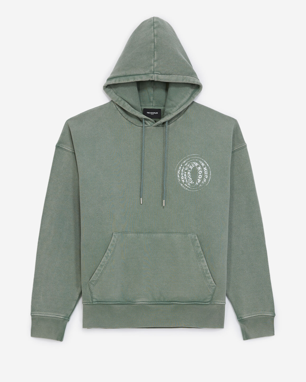 The Kooples HOMME MIDDLE GREEN sweat vert lavé à capuche