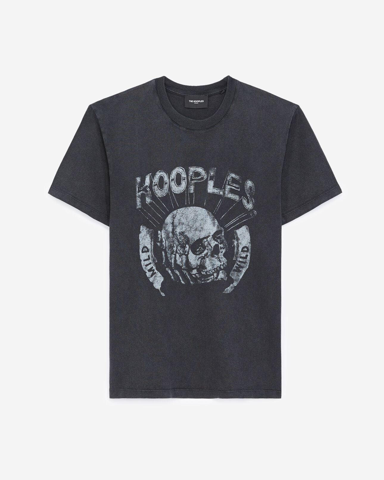 The Kooples HOMME BLACK WASHED t-shirt noir délavé avec imprimé skull