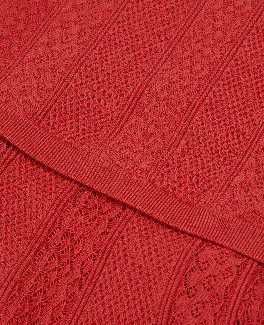The Kooples WOMEN RED BRIQUE short red openwork knit dress