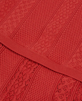 The Kooples WOMEN RED BRIQUE short red openwork knit dress