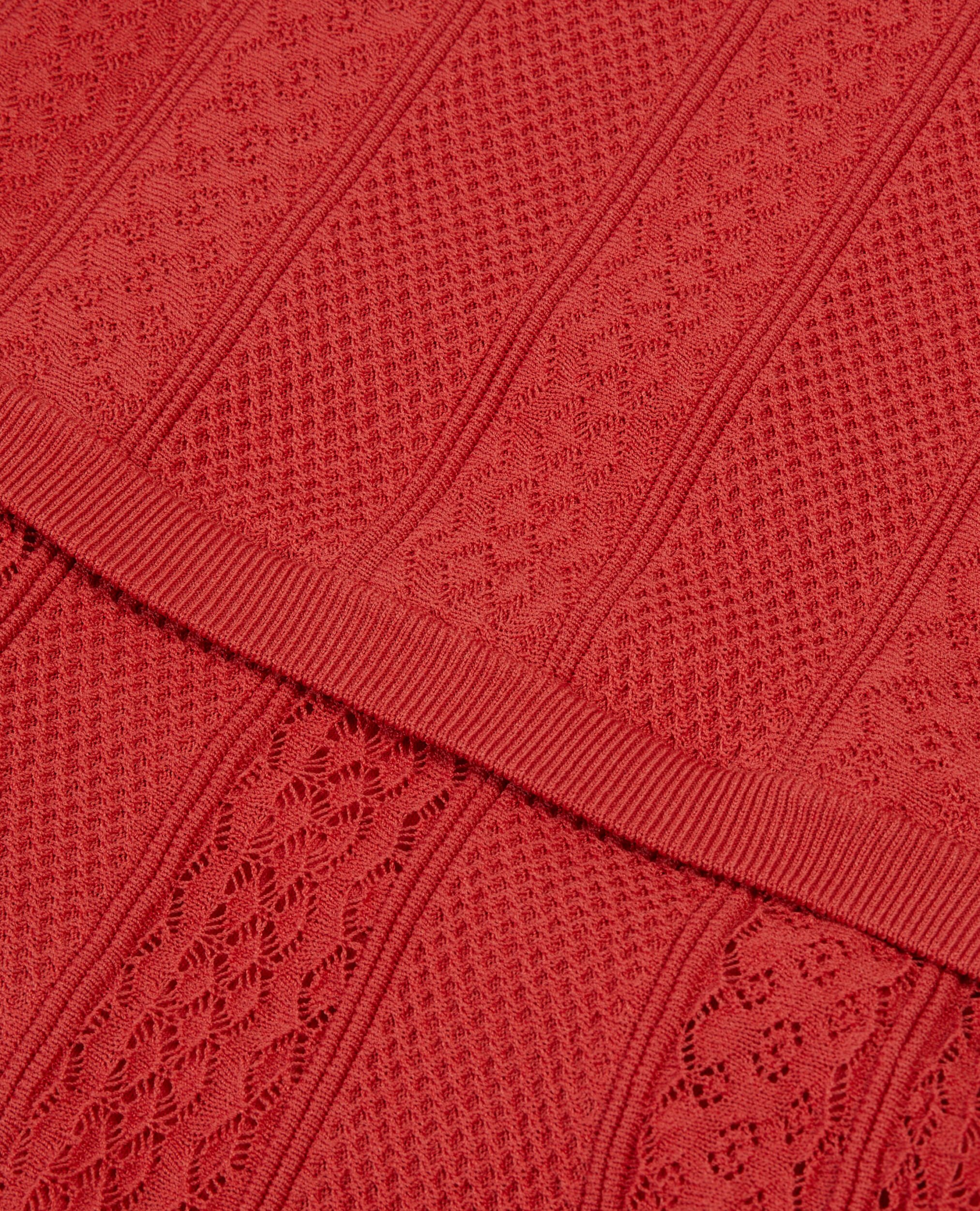 Short red openwork knit dress, RED BRIQUE, hi-res image number null