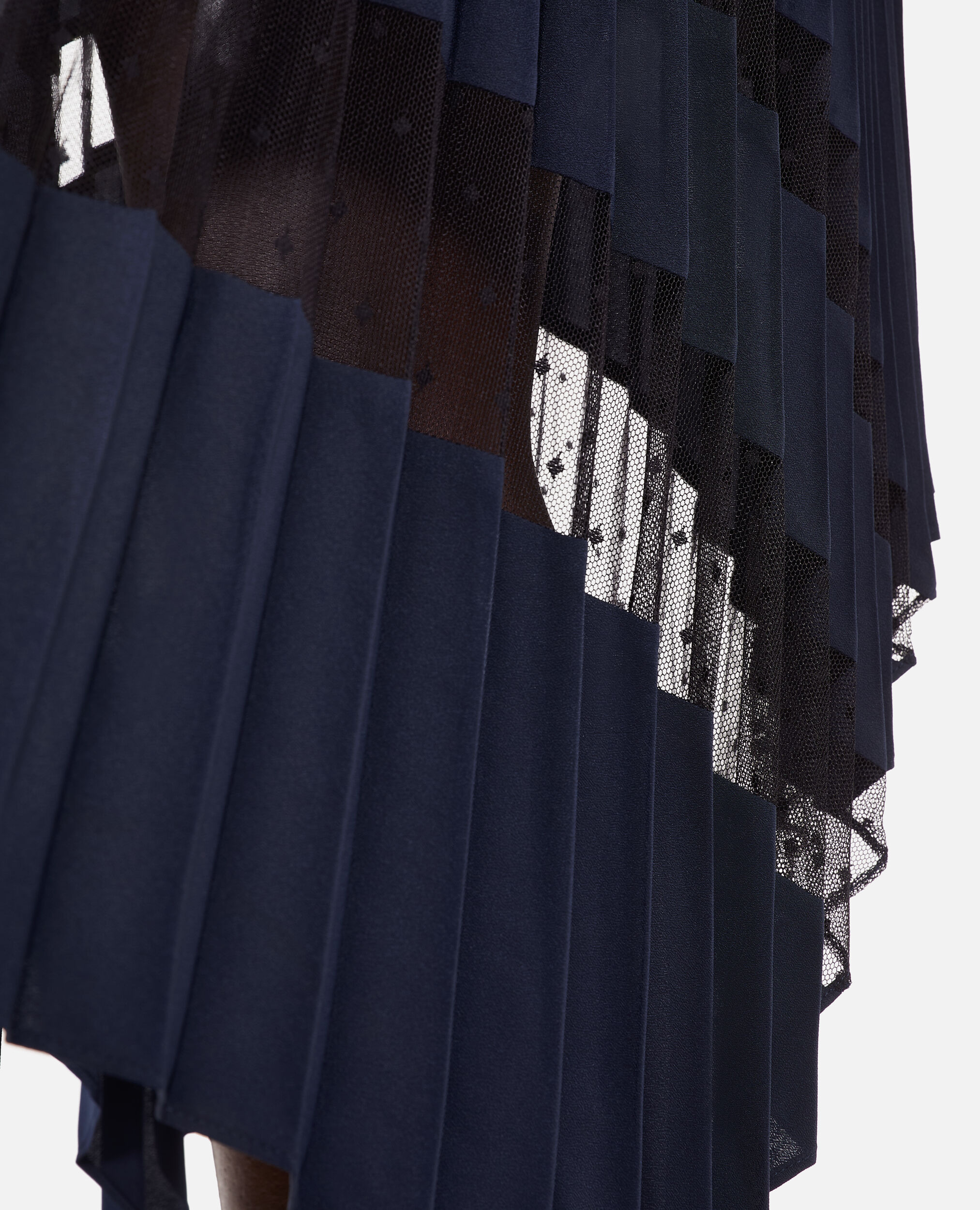 Navy blue long pleated skirt, NAVY, hi-res image number null