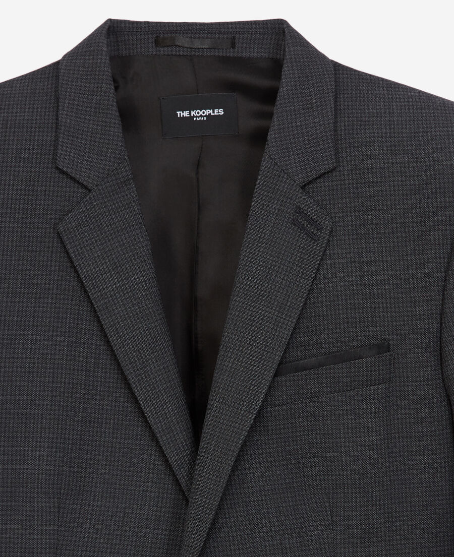 slim-fit gray jacket in micro-check wool