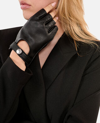 The Kooples WOMEN BLACK black leather driving gloves