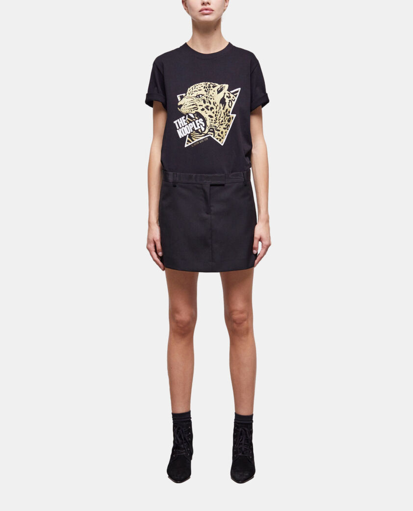 The Kooples WOMEN BLACK short black wool skirt