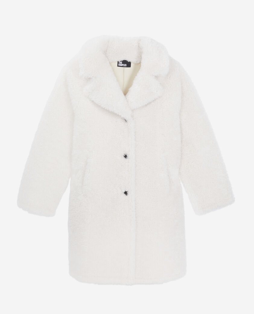 The Kooples WOMEN ECRU long ecru faux fur coat