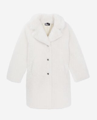 The Kooples WOMEN ECRU long ecru faux fur coat