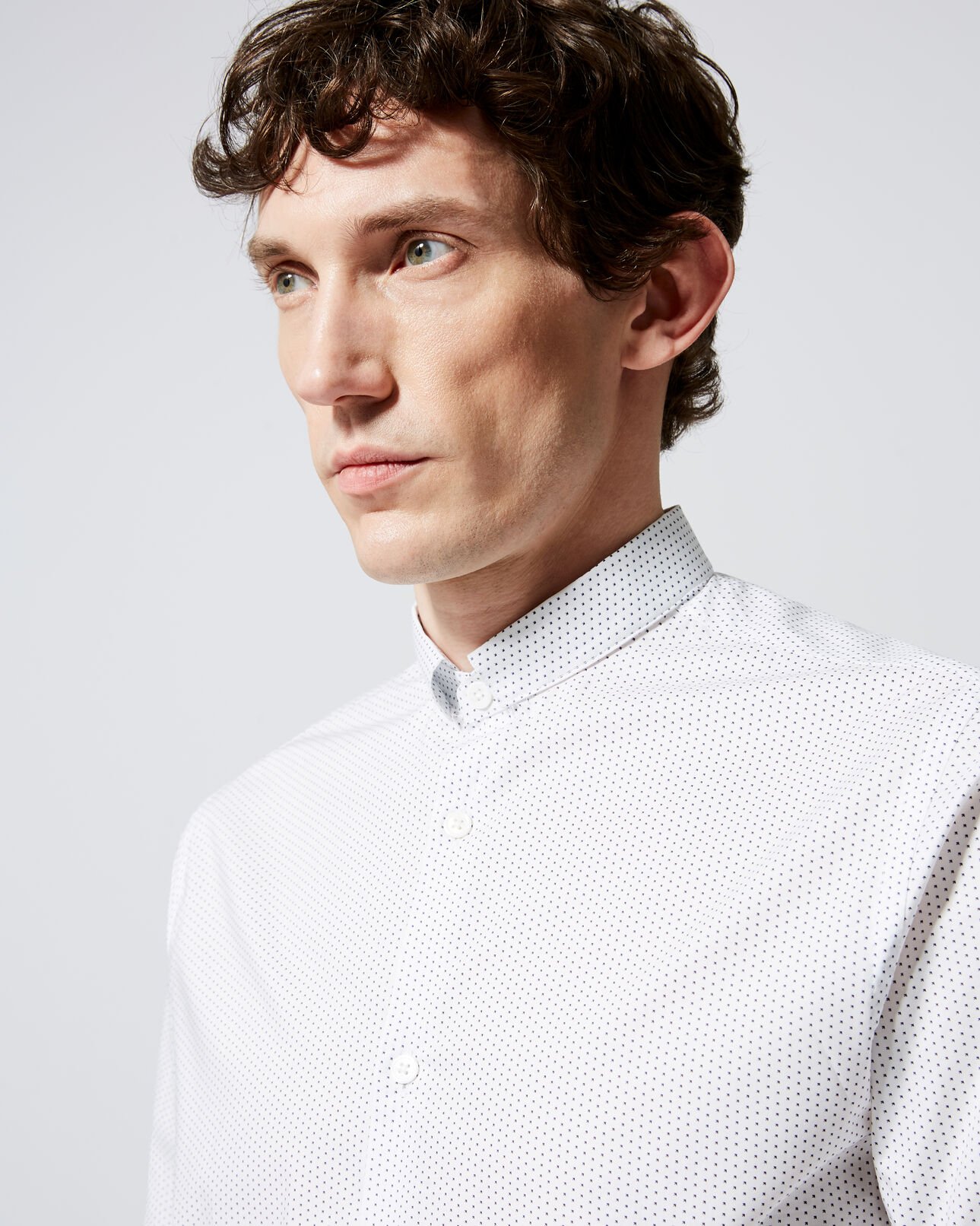 The Kooples MEN WHITE printed white shirt with folded collar