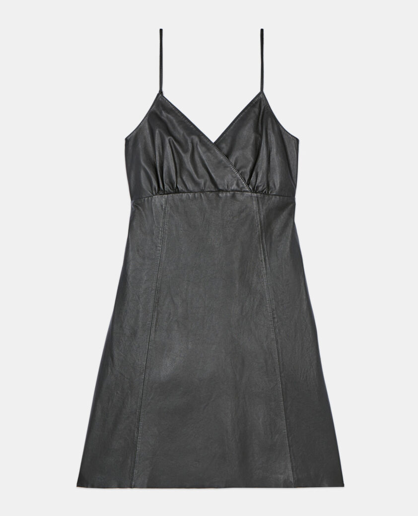 The Kooples FEMME BLACK robe courte en cuir noire