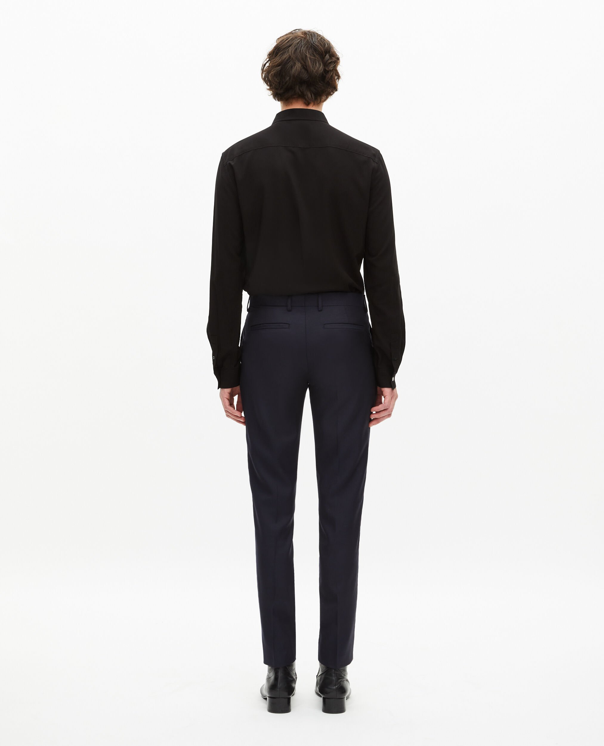 Blue slim-fit wool suit pants, DARK NAVY, hi-res image number null