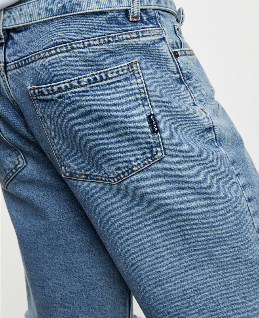 The Kooples H BLUE DENIM faded blue denim shorts 