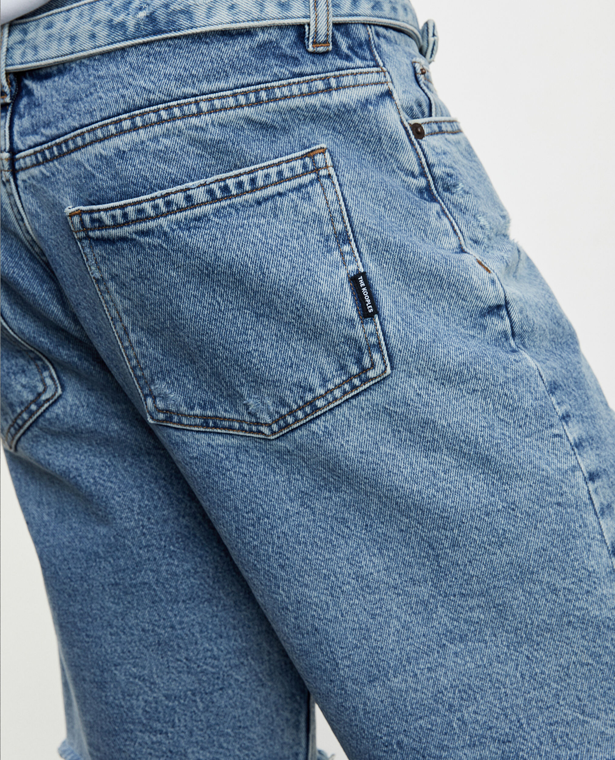 Faded blue denim shorts , BLUE DENIM, hi-res image number null