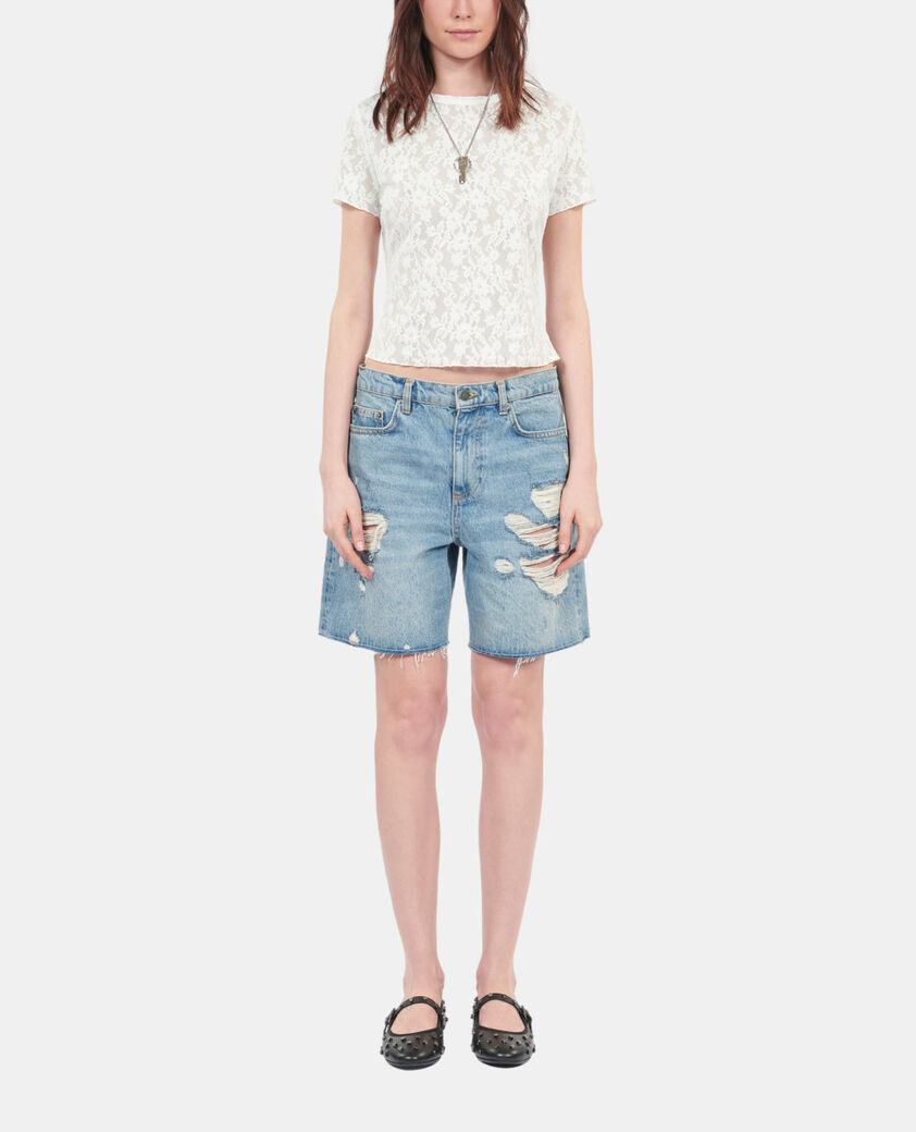 The Kooples MUJER ECRU top blanco crudo encaje