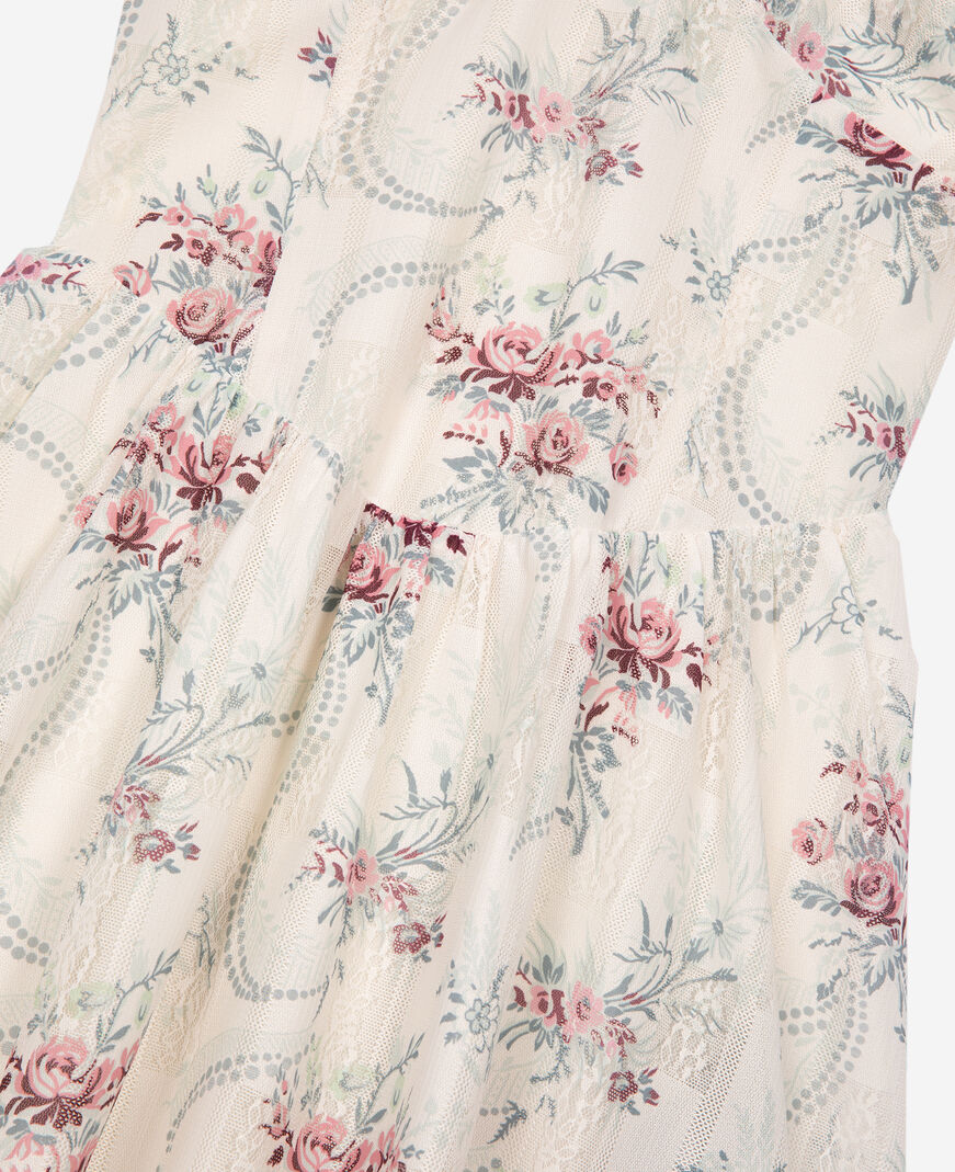 The Kooples FEMME OFF WHITE / PINK robe courte imprimé fleuri blanche
