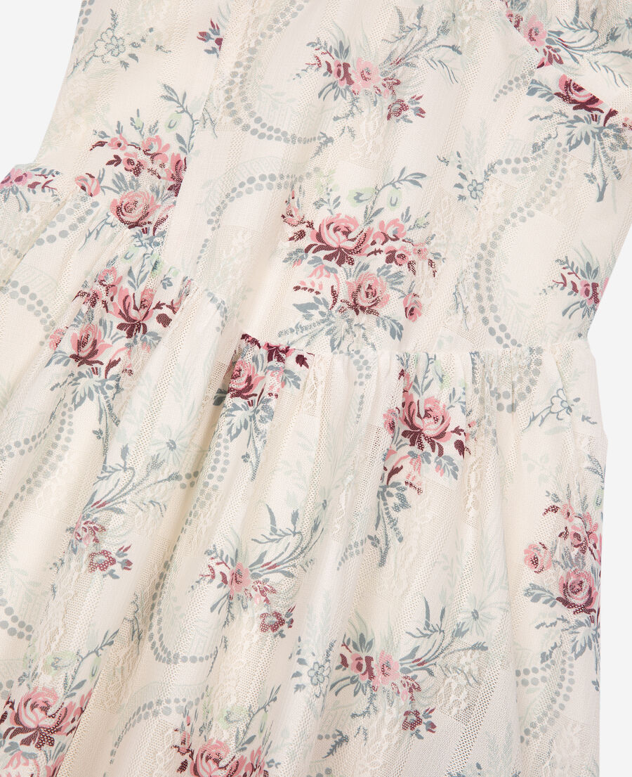 The Kooples WOMEN OFF WHITE / PINK short white floral print dress