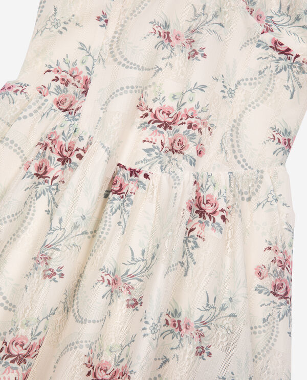 The Kooples FEMME OFF WHITE / PINK robe courte imprimé fleuri blanche