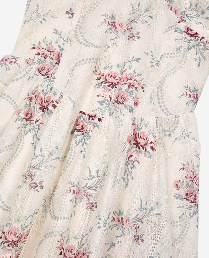 The Kooples FEMME OFF WHITE / PINK robe courte imprimé fleuri blanche