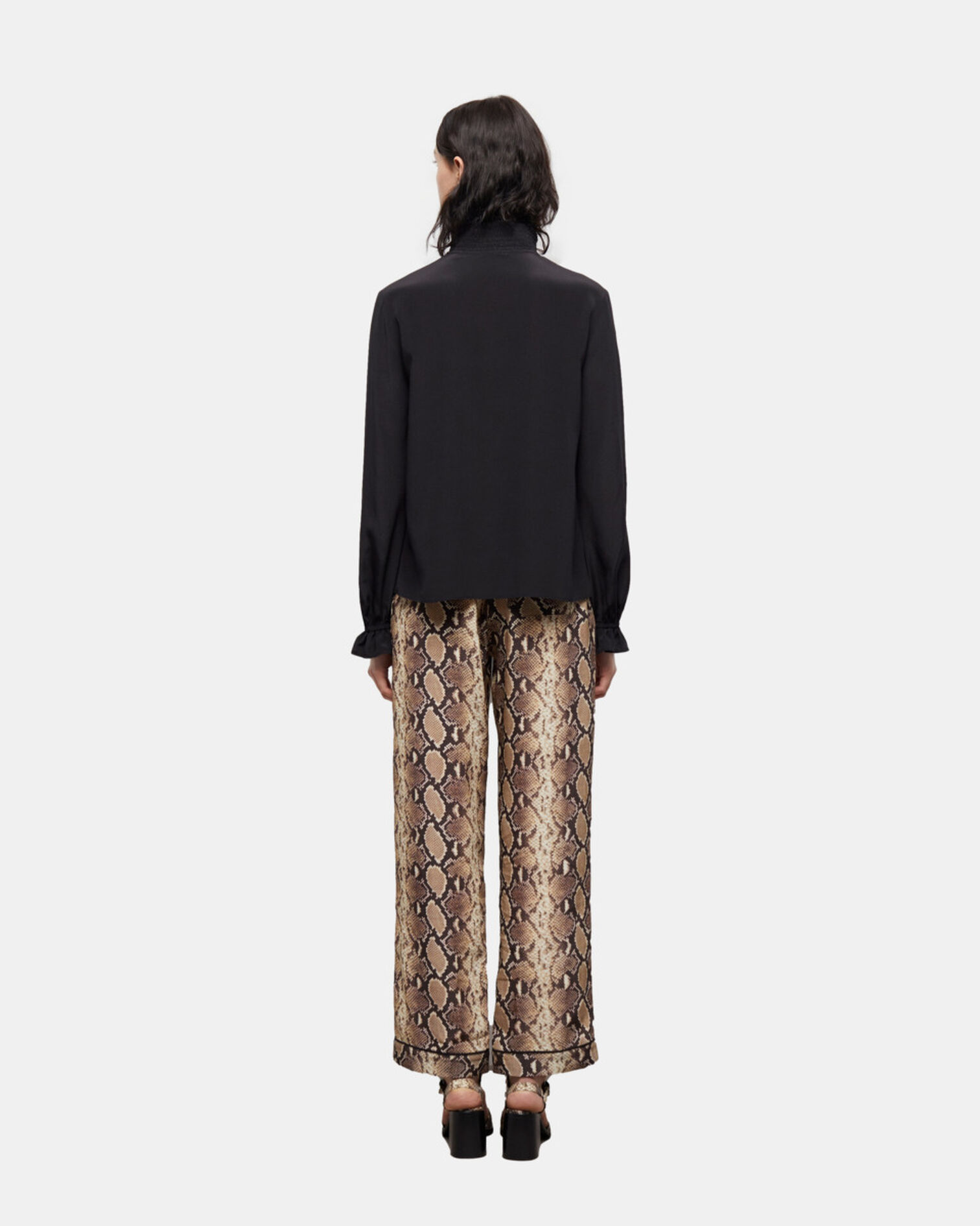 Black silk blouse, BLACK, hi-res image number null