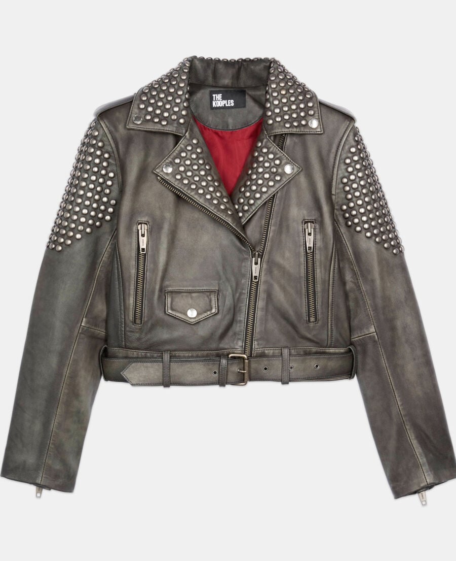The Kooples DAMEN BLACK schmale, schwarze jacke mit nieten