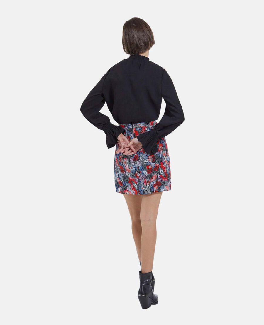 jupe courte en soie imprimé fleuri