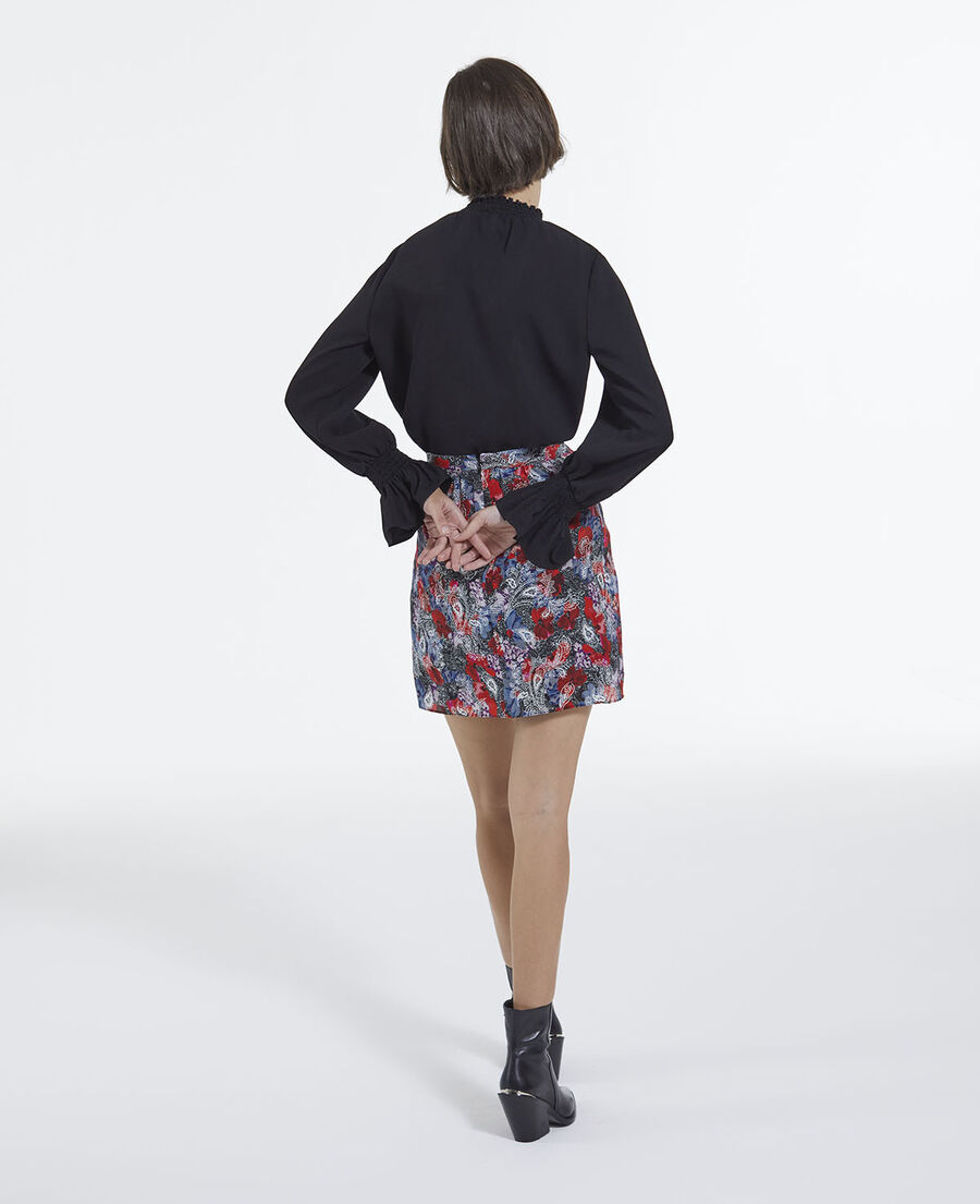cropped silk skirt with floral print