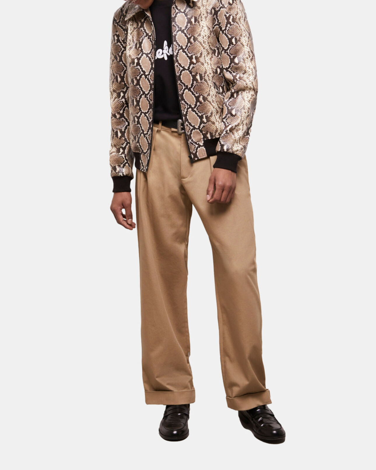 The Kooples MEN PYTHON BEIGE snakeskin-effect leather jacket