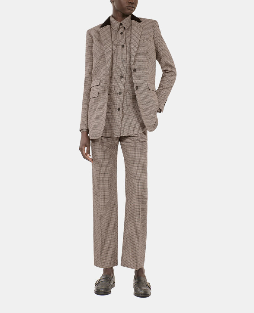 The Kooples FEMME BEIGE-BROWN veste tailleur pied de poule beige