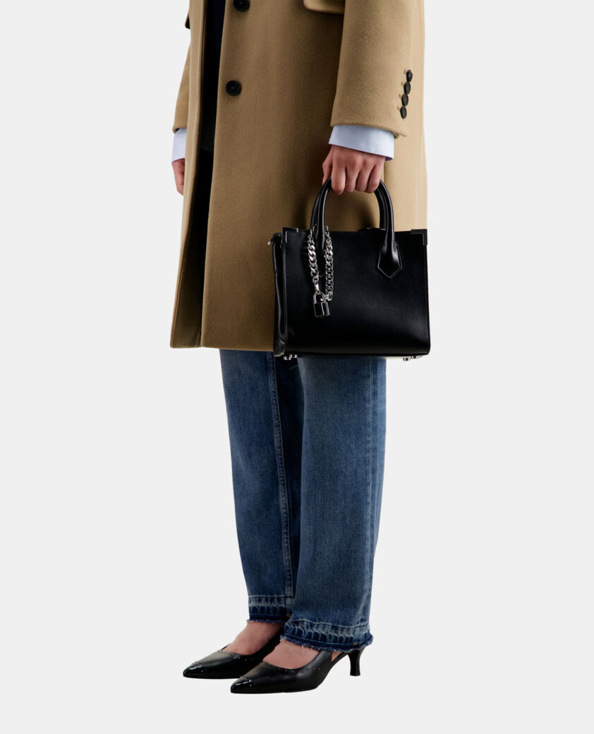 The Kooples WOMEN BLACK medium ming bag in black leather