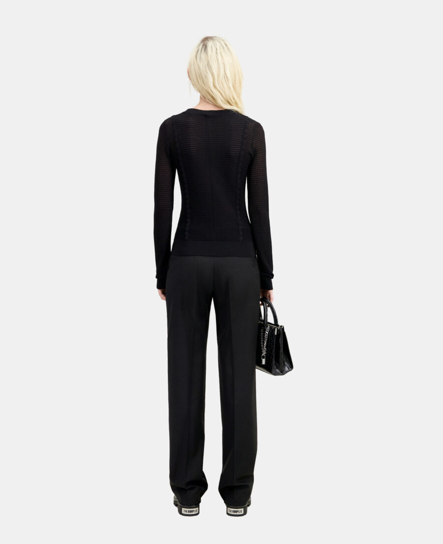 pull noir en maille ajourée