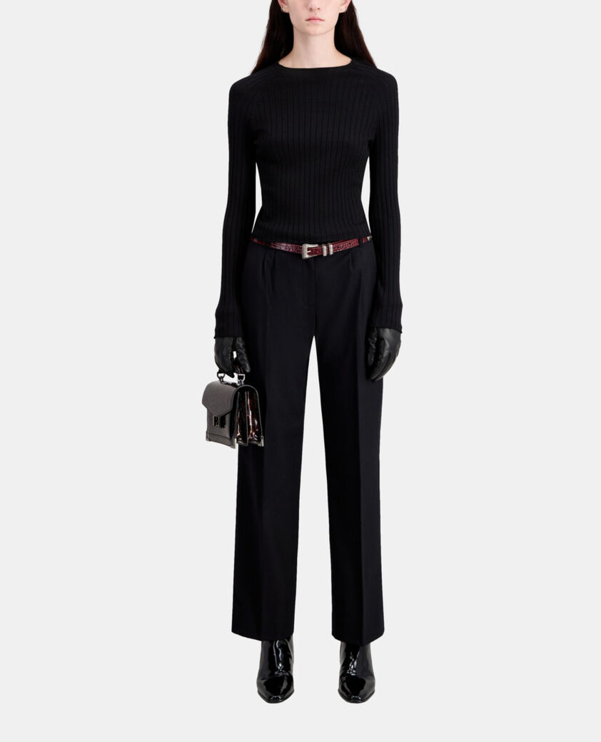 The Kooples FEMME BLACK pull noir côtelé