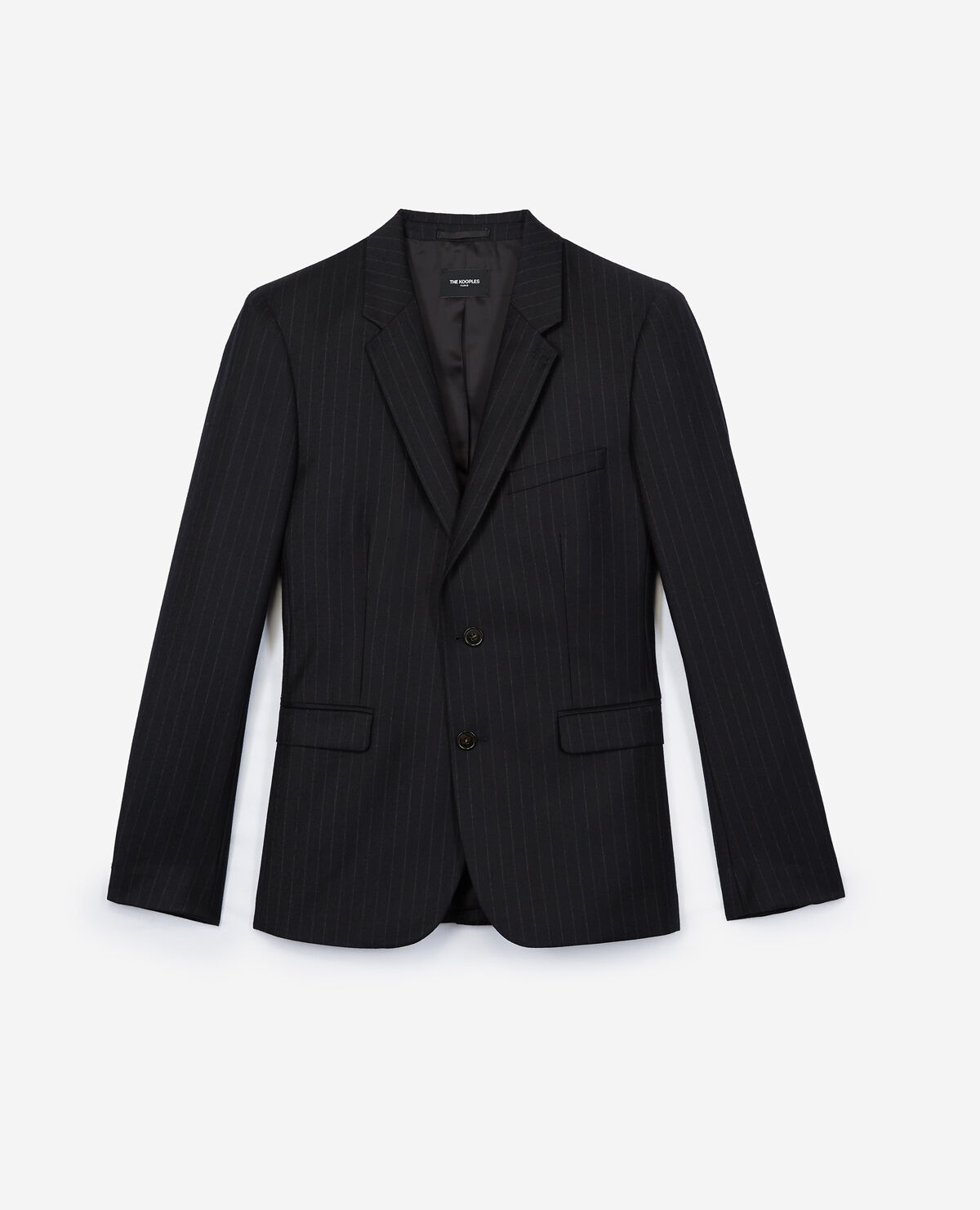 Veste de costume laine noire rayures blanches