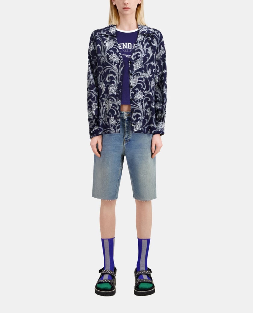 The Kooples FEMME NAVY chemise fleurie bleue