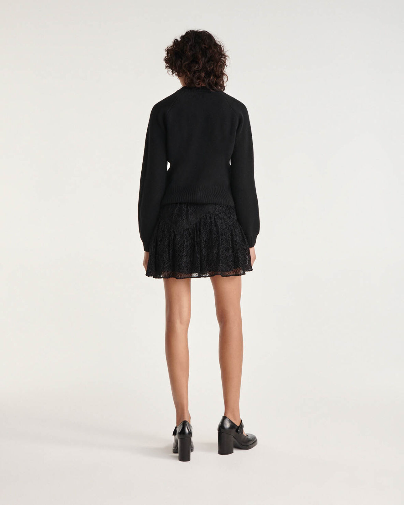 The Kooples MUJER BLACK falda corta fluida negra motivo lunares