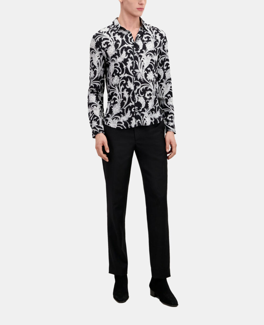 The Kooples HOMME BLACK WHITE chemise fleurie noire