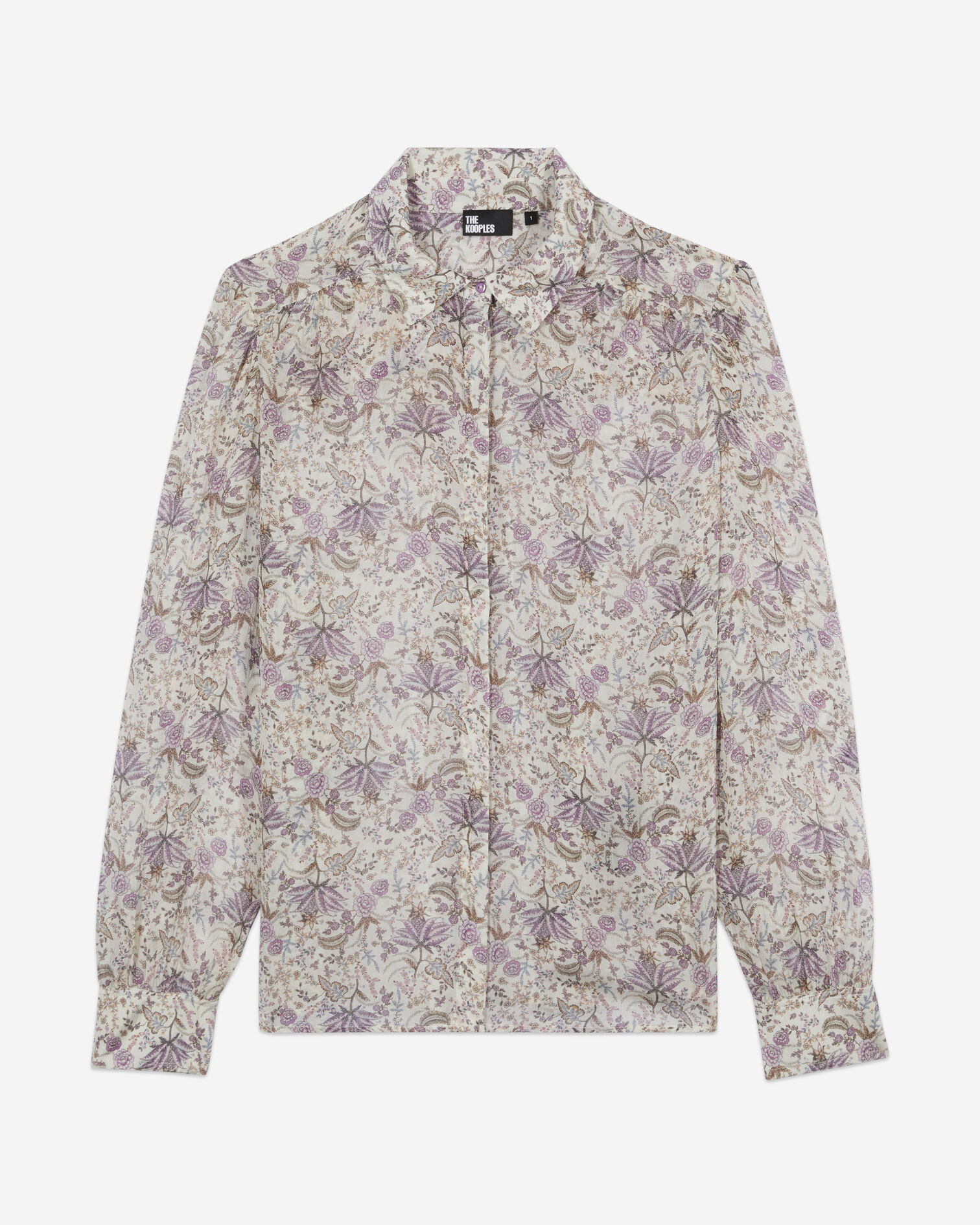 Lilac floral print long sleeve shirt, ECRU/MAUVE CHALK, hi-res image number null
