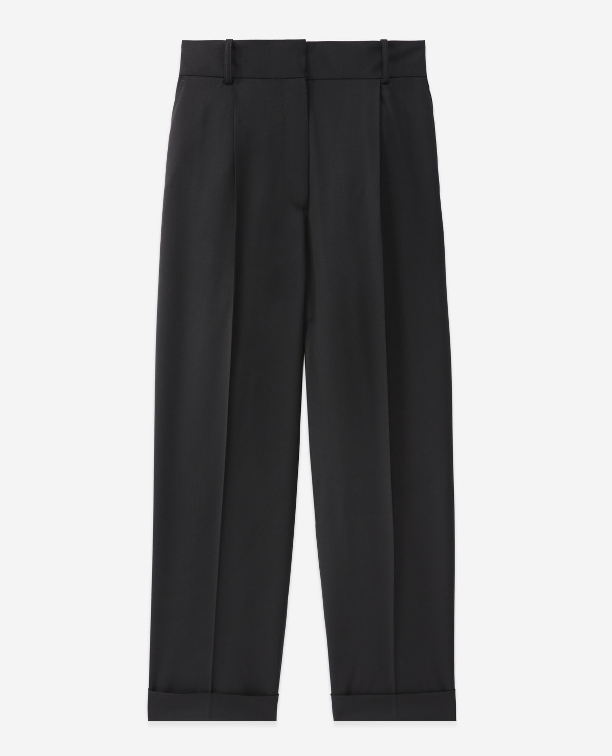 Pantalon tailleur ample en laine, BLACK, hi-res image number null