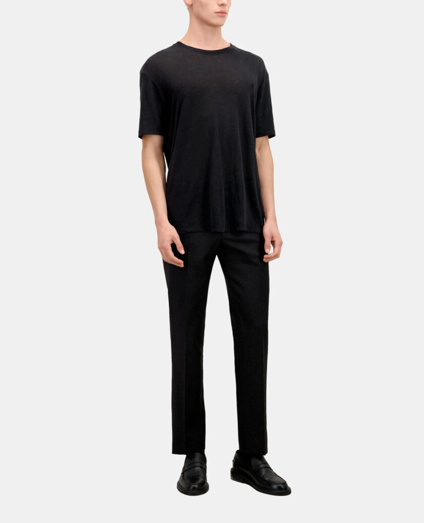 The Kooples HOMME BLACK t-shirt homme noir en lin avec blason