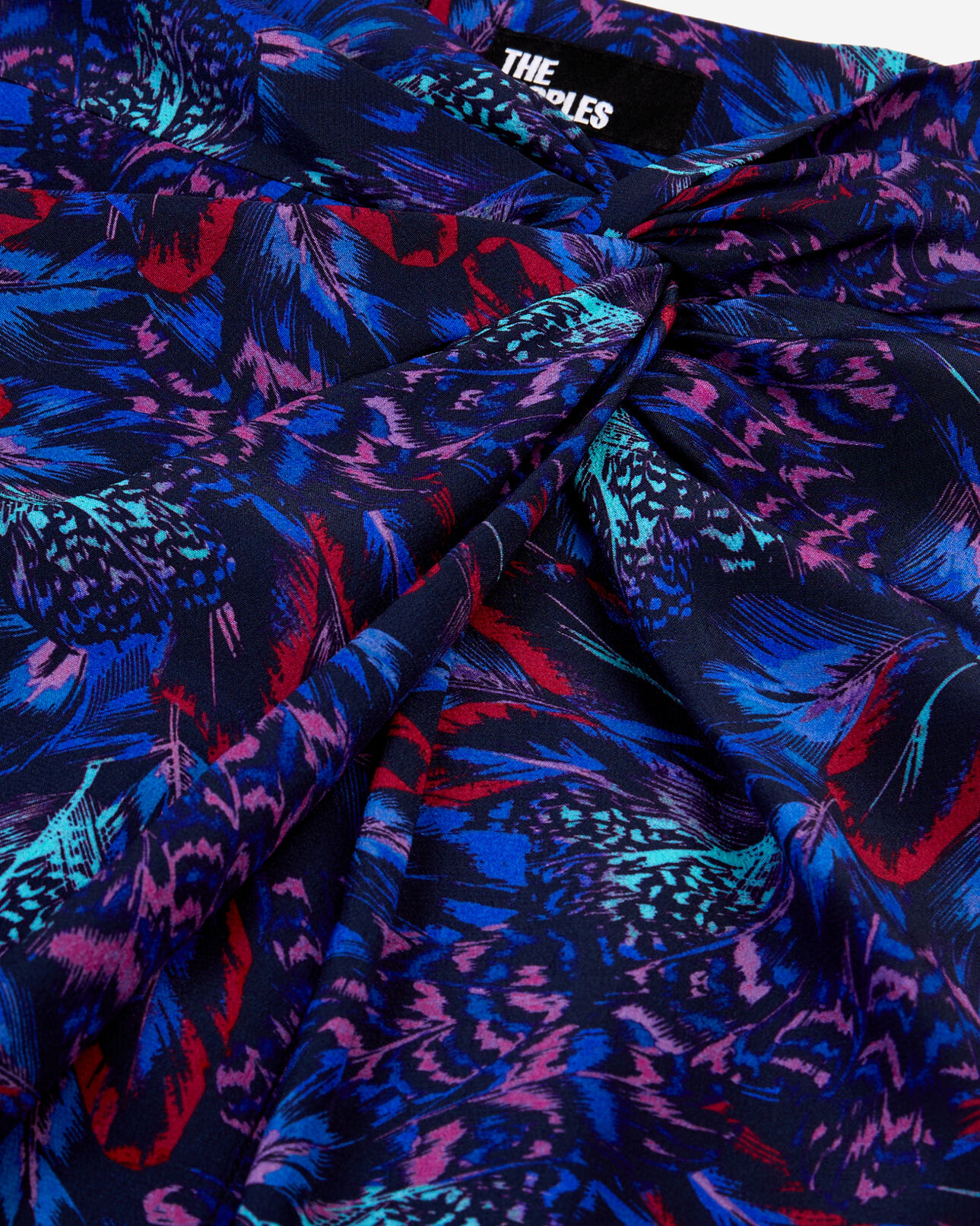 The Kooples WOMEN BLUE RED blue feather print midi skirt with twist