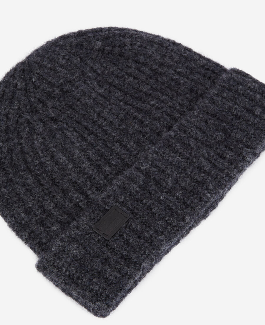 The Kooples FEMME ANTHRACITE MELANGE bonnet gris en mélange de laine côtelé