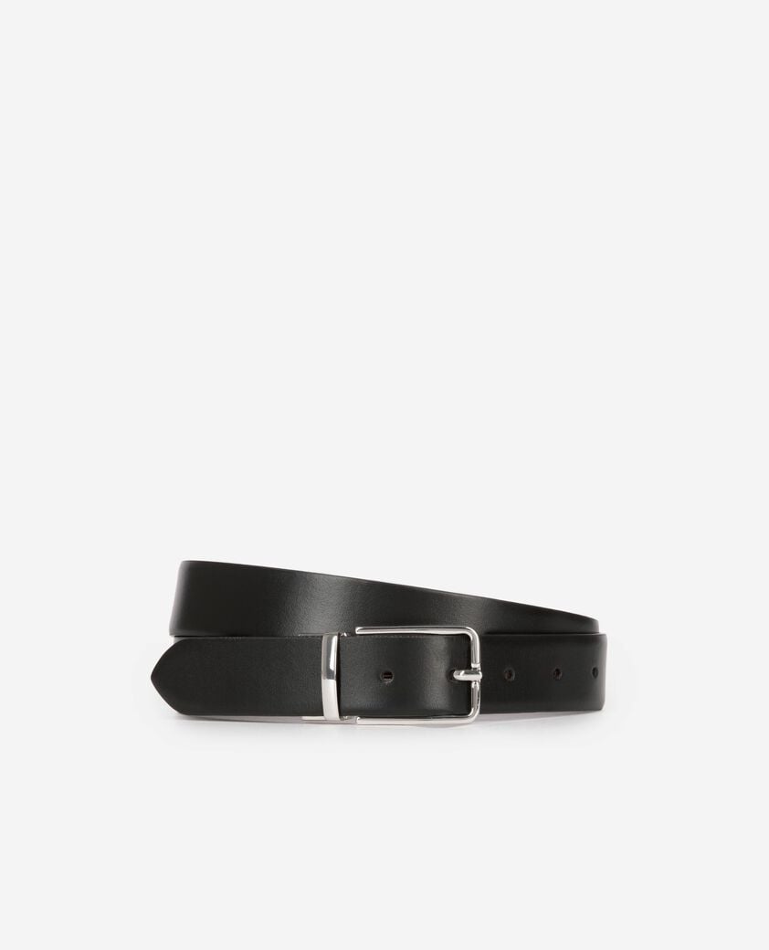 The Kooples HOMME BLACK - BURGUNDY ceinture réversible en cuir bicolore