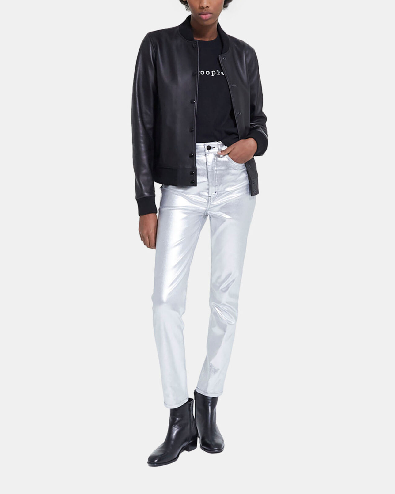The Kooples FEMME BLACK blouson en cuir noir