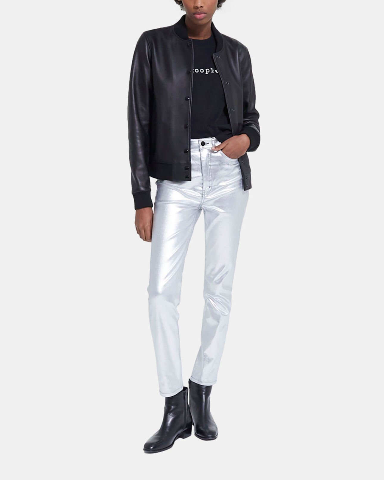 The Kooples FEMME BLACK blouson en cuir noir