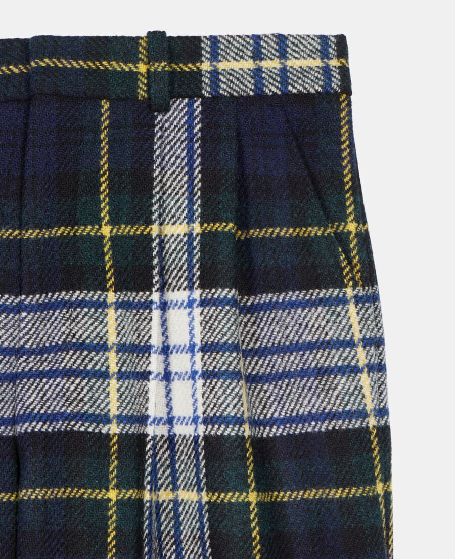 The Kooples MEN GREEN-WHITE green and navy blue check wide-leg wool pants the kooples x harris tweed